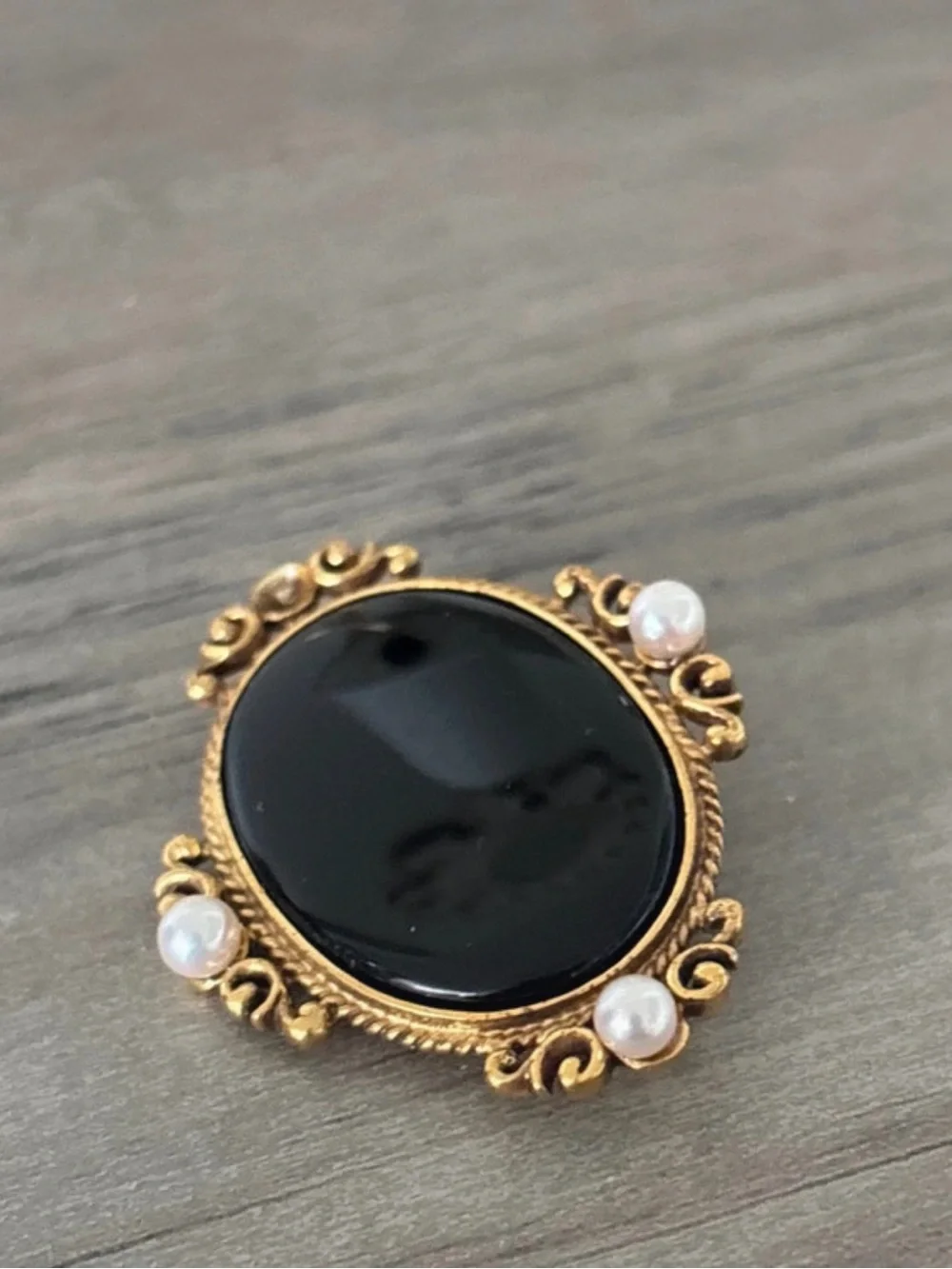 Museum of Fine Arts Black Onyx & Pearl Ornate Brooch - Women Jewelry